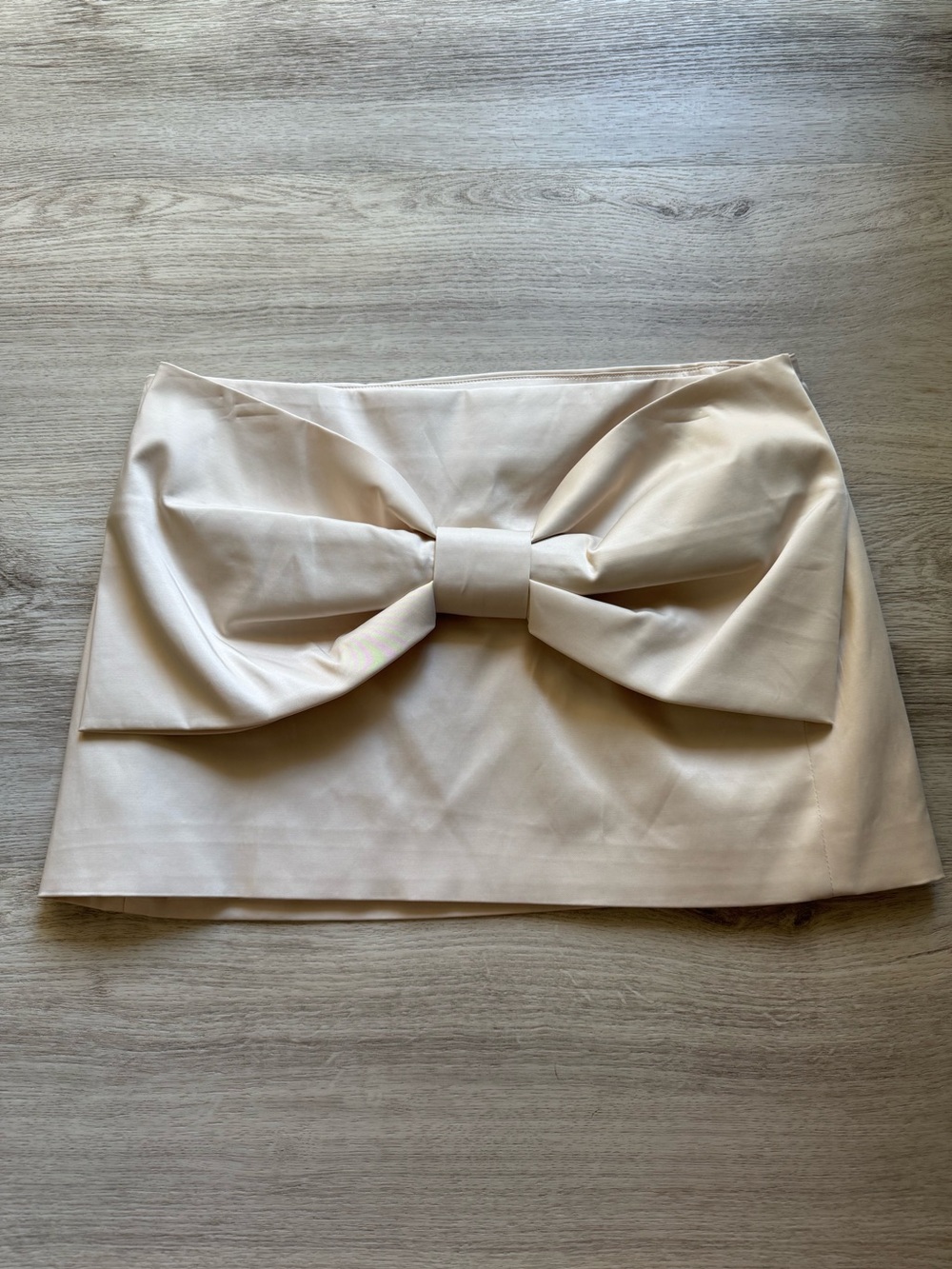 Zara Ivory Cream Satin Mini Skirt with Chic Girly Oversized Bow Front SMALL New - Picture 8 of 10